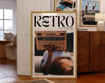 Retro Woman Newspaper Print, Old Money Wall Art