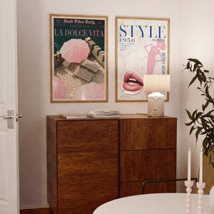 La Dolce Vita Poster, Boho Home, Old Money Aesthetic, Retro Poster, 60s Wall Art, Trippy Art, Summer House, Vogue Print, Trendy Newspaper, Vogue Magazine, Beach Poster, summer never ends, Vogue Fashion, Pink Wall Art, beach vibe, Pink summer poster