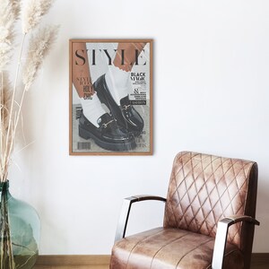 Style Magazine Poster, High Heels Poster, old money poster, Vogue Print, Fashion poster, white wall art, boho chic, elegant poster, black elegant, stylish poster, holy chic, woman socks poster, loafer shoes poster, boho home decor, old money poster