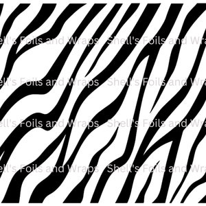 Może przedstawiać: Czarno-biały wzór w paski zebry. Obraz przedstawia grube, zakrzywione czarne paski na białym tle. Tekst "Shell's Foils and Wraps" powtarza się na całym obrazie.