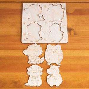 River Animals Coloring Kit Laser File, Instant Download SVG Laser Cut File