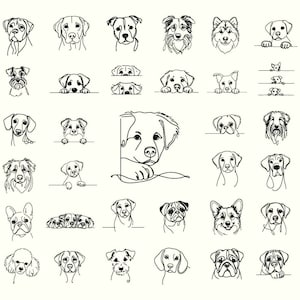 One line drawing, dog svg, dog breed svg, svg bundle, dog line art, dog clipart, dog portrait