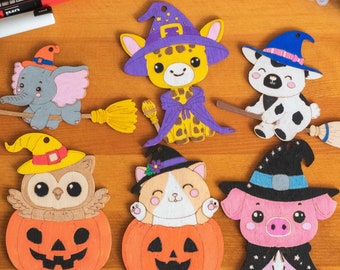 Decoración de guirnalda de Halloween, decoración de Halloween de madera, svg de Halloween, adorno de Halloween en dxf, corte láser de Halloween
