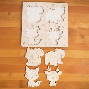 Forest Animals Kid Craft Laser File, Instant Download Montessori Puzzle