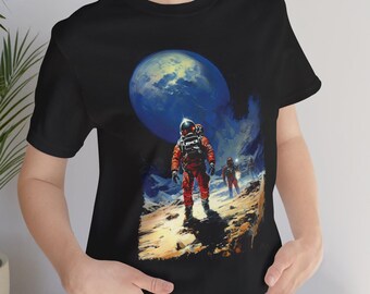 Dark Frontier, camiseta retro de ciencia ficción de los astronautas perdidos, camisa de arte conceptual de ciencia ficción vintage, exploración espacial, camiseta Alien Planet