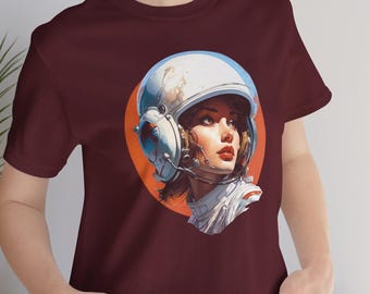 Sirena Starbound, camiseta retro de ciencia ficción, camiseta unisex de algodón Ringspun de manga corta, camisa de ciencia ficción vintage, camiseta gráfica, mujer astronauta