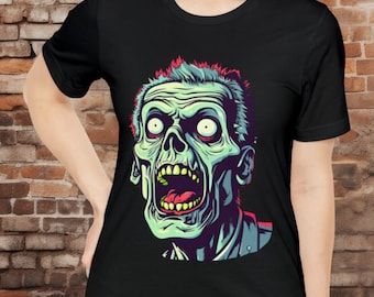 Screaming Zombie Graphic Tee, Comic Zombie Tee, Vibrant Undead Shirt, Horror Pop Art, Pop Culture Zombie Shirt, Comic Undead T-shirt