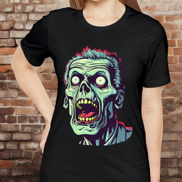 Screaming Zombie Graphic Tee, Comic Zombie Tee, Vibrant Undead Shirt, Horror Pop Art, Pop Culture Zombie Shirt, Comic Undead T-shirt