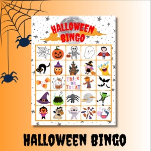 Bingo di Halloween per bambini! Schede del bingo stampabili di Halloween, gioco di classe per feste di Halloween, 30 schede del bingo uniche da scaricare immediatamente
