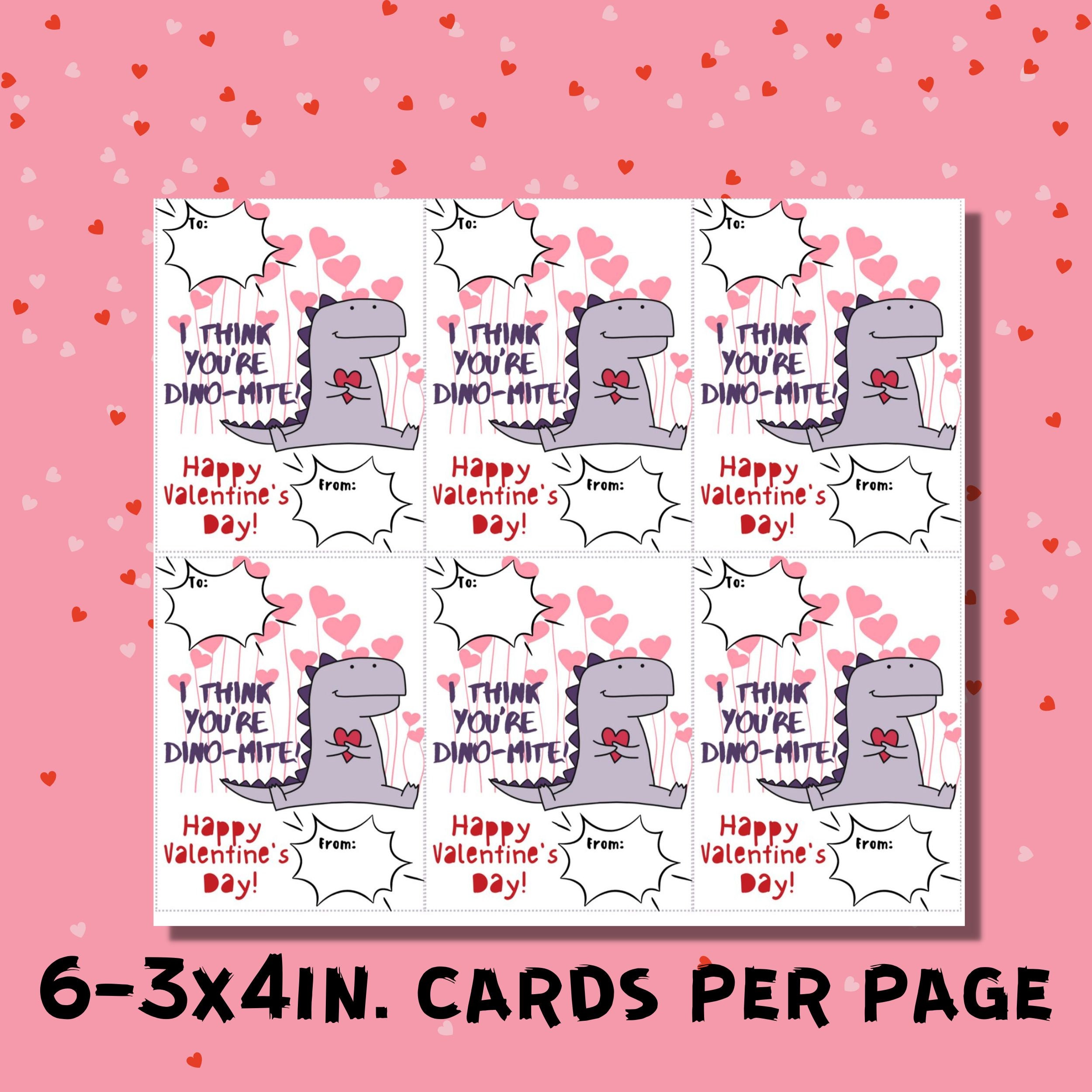 Printable Dinosaur Valentine's Day Cards for Kids - Etsy