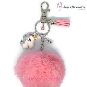 Pendentif de sac porte-clés pompon rose kawaii avec décoration en cristal Swarovski dans différents thèmes image 2