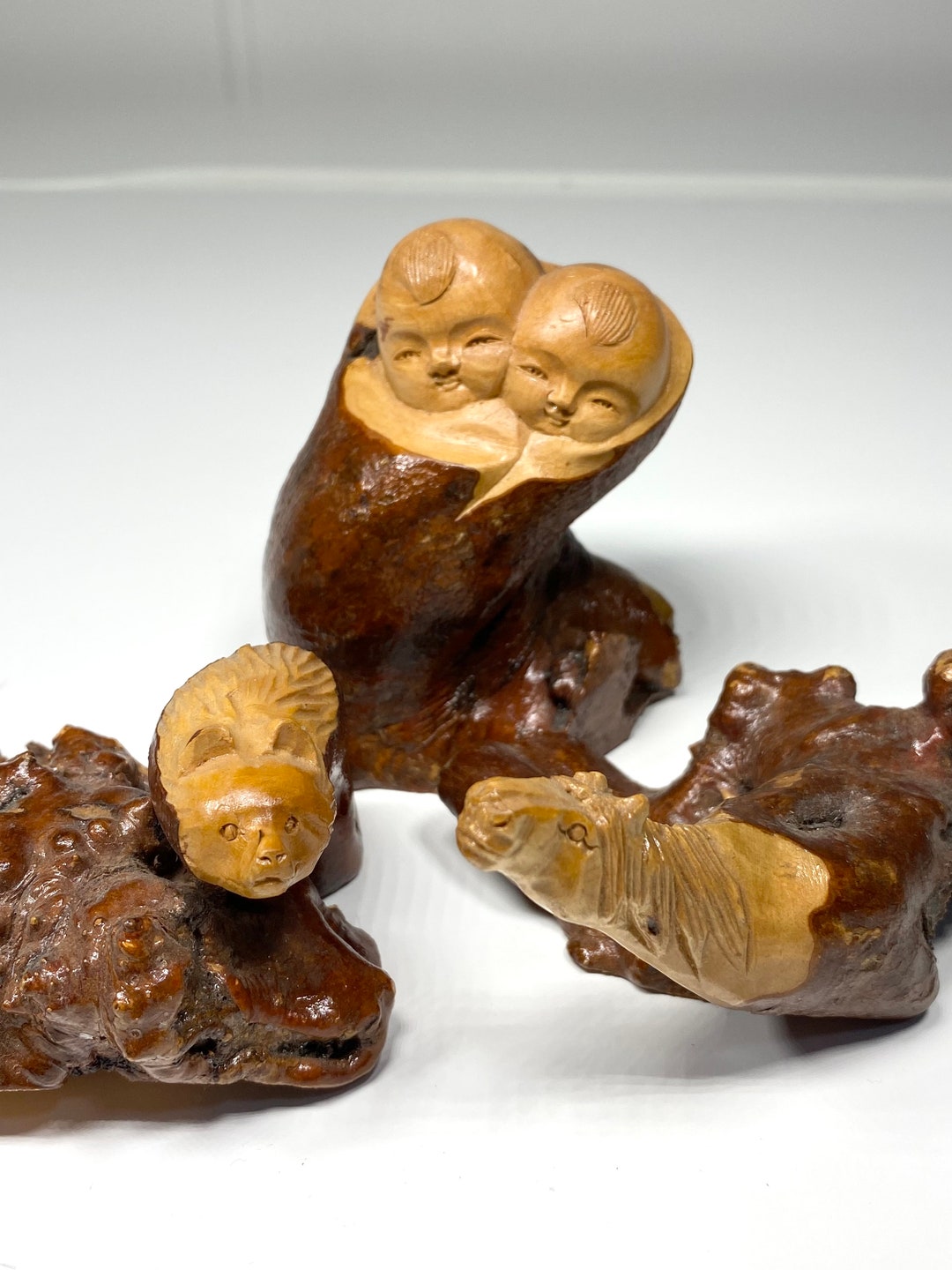 Figurine De Renard En Bois Sculptée à La Main - Décoration Animalière Pour La Maison, Chambre, Bureau Ou étagère