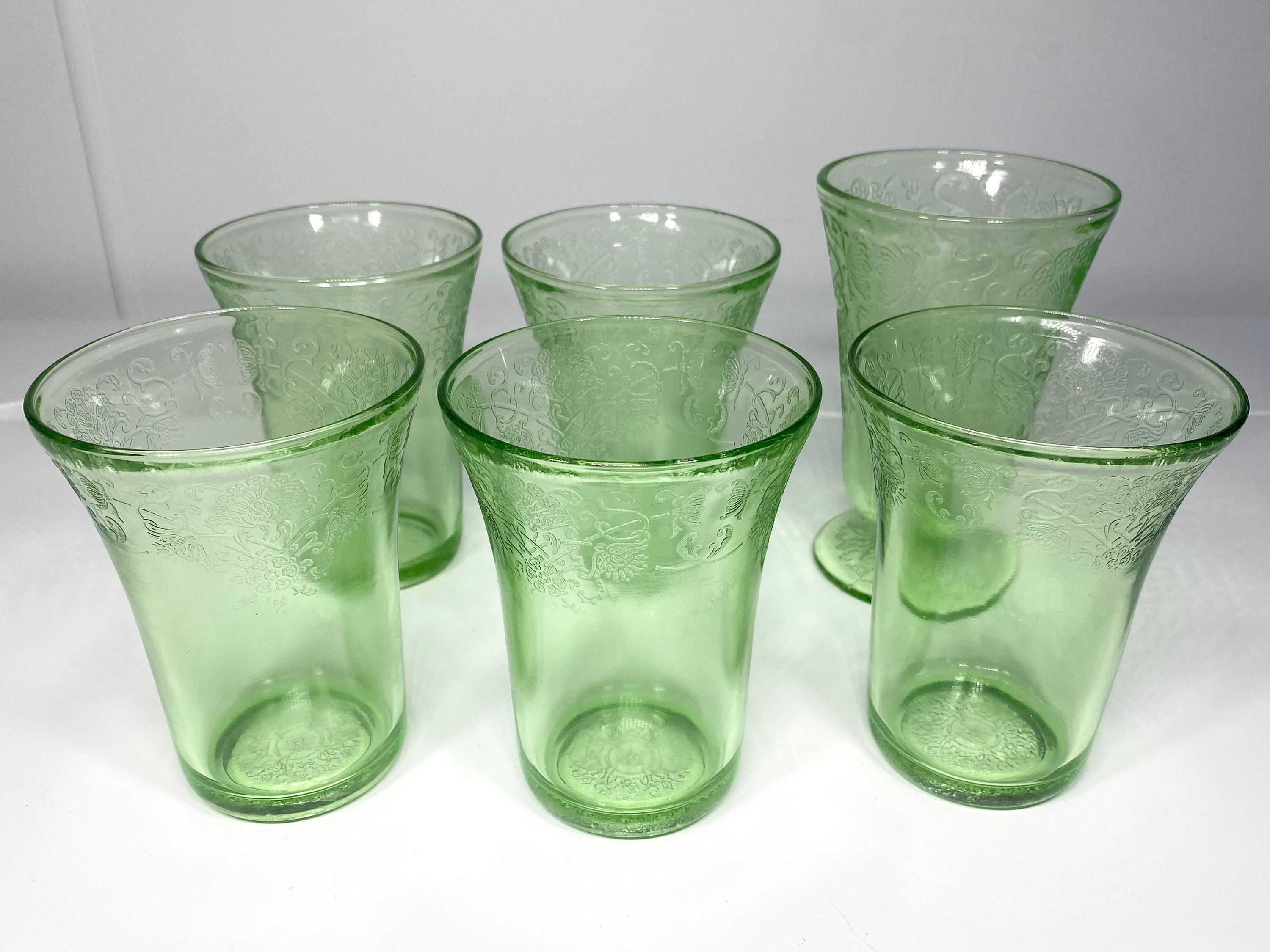 Vintage Set of 5 Emerald Green Drinking Glasses and 1 Ice Etsy