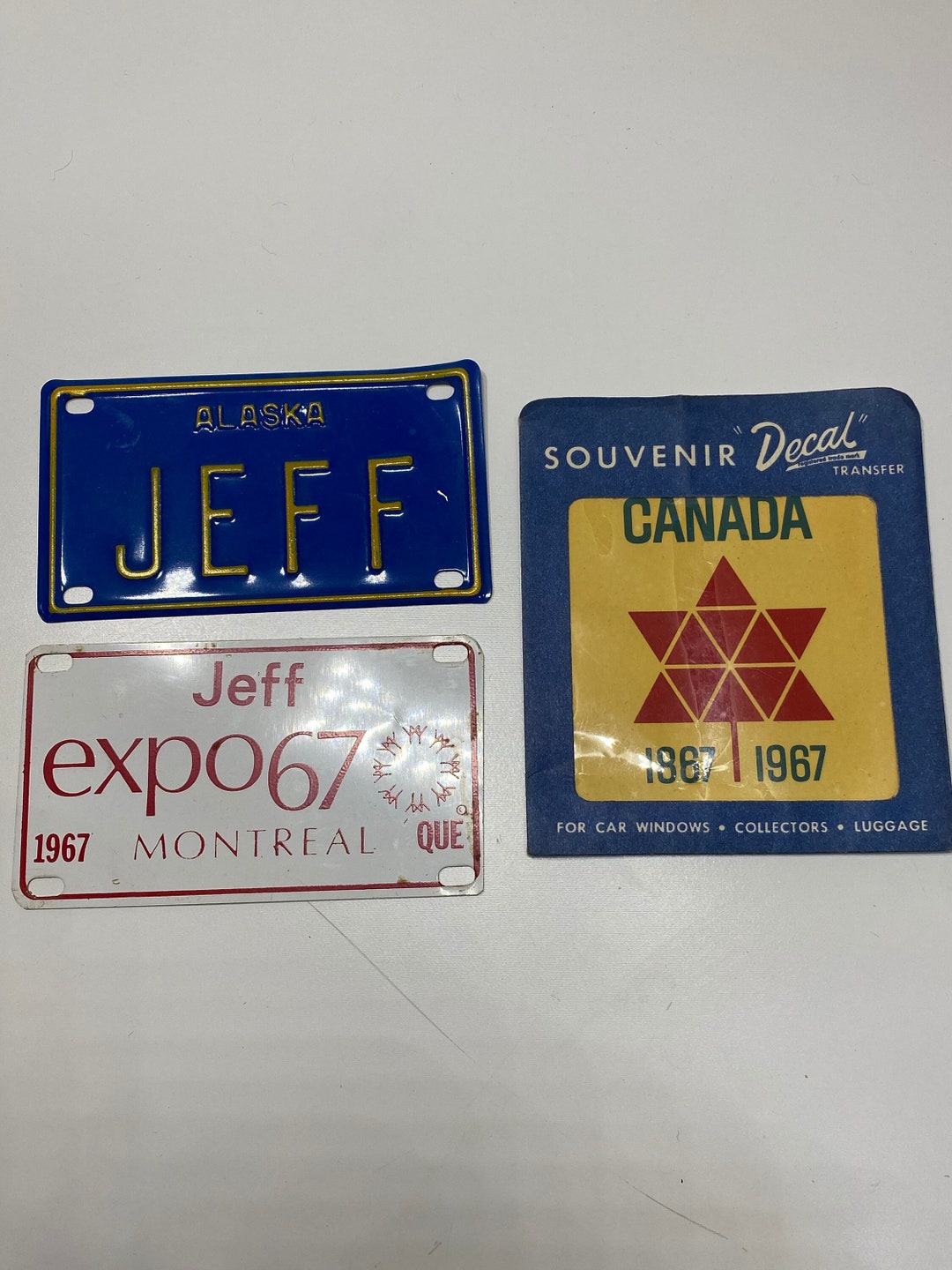 1967 Collectible Souvenirs Mini License Plates Montreal Alaska Car