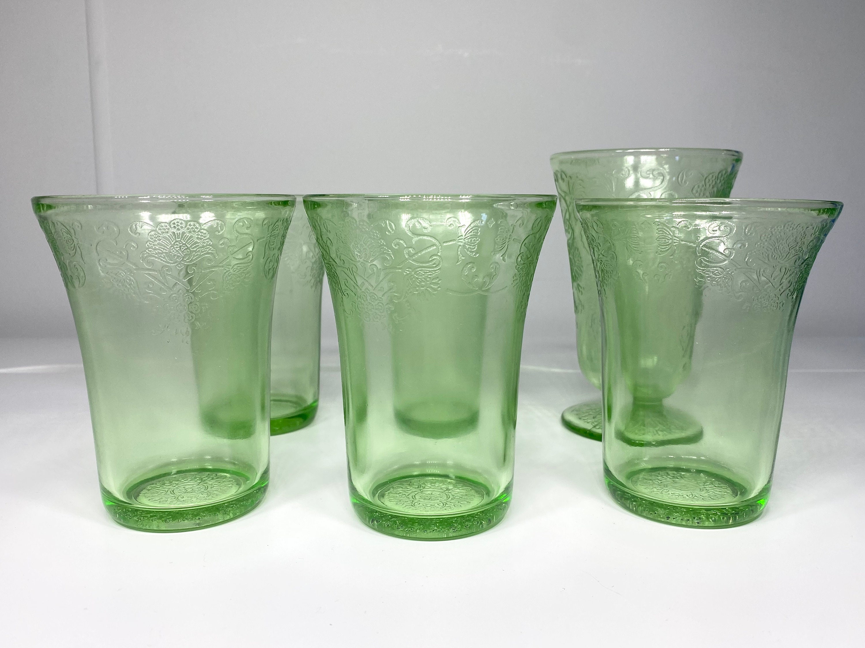 Vintage Set of 5 Emerald Green Drinking Glasses and 1 Ice Etsy