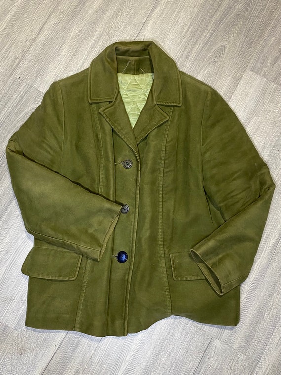 1960s / 70s Vintage Sage Green Thick Work Jacket w