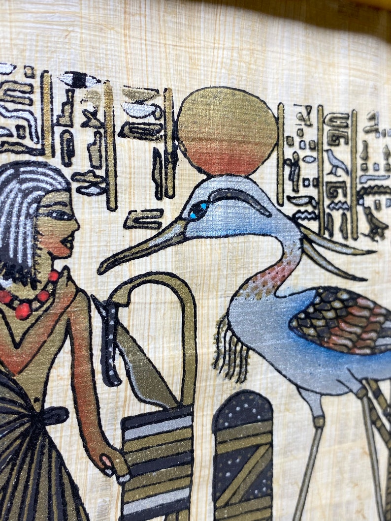 Vintage Framed Original Egyptian Papyrus Painting Vintage Egyptian