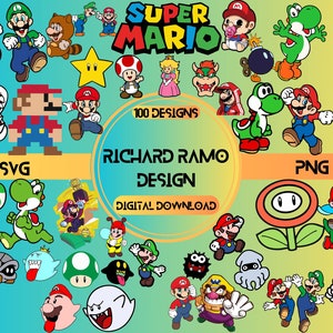 Super Mario SVG Bundle for Cricut , Mario Family Layered svg Files, Super Mario Bros Cut Files, Mario PNG, 100 Designs , Digital Dowload