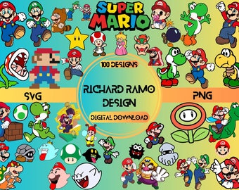 Super Mario SVG Bundle for Cricut , Mario Family Layered svg Files, Super Mario Bros Cut Files, Mario PNG, 100 Designs , Digital Dowload
