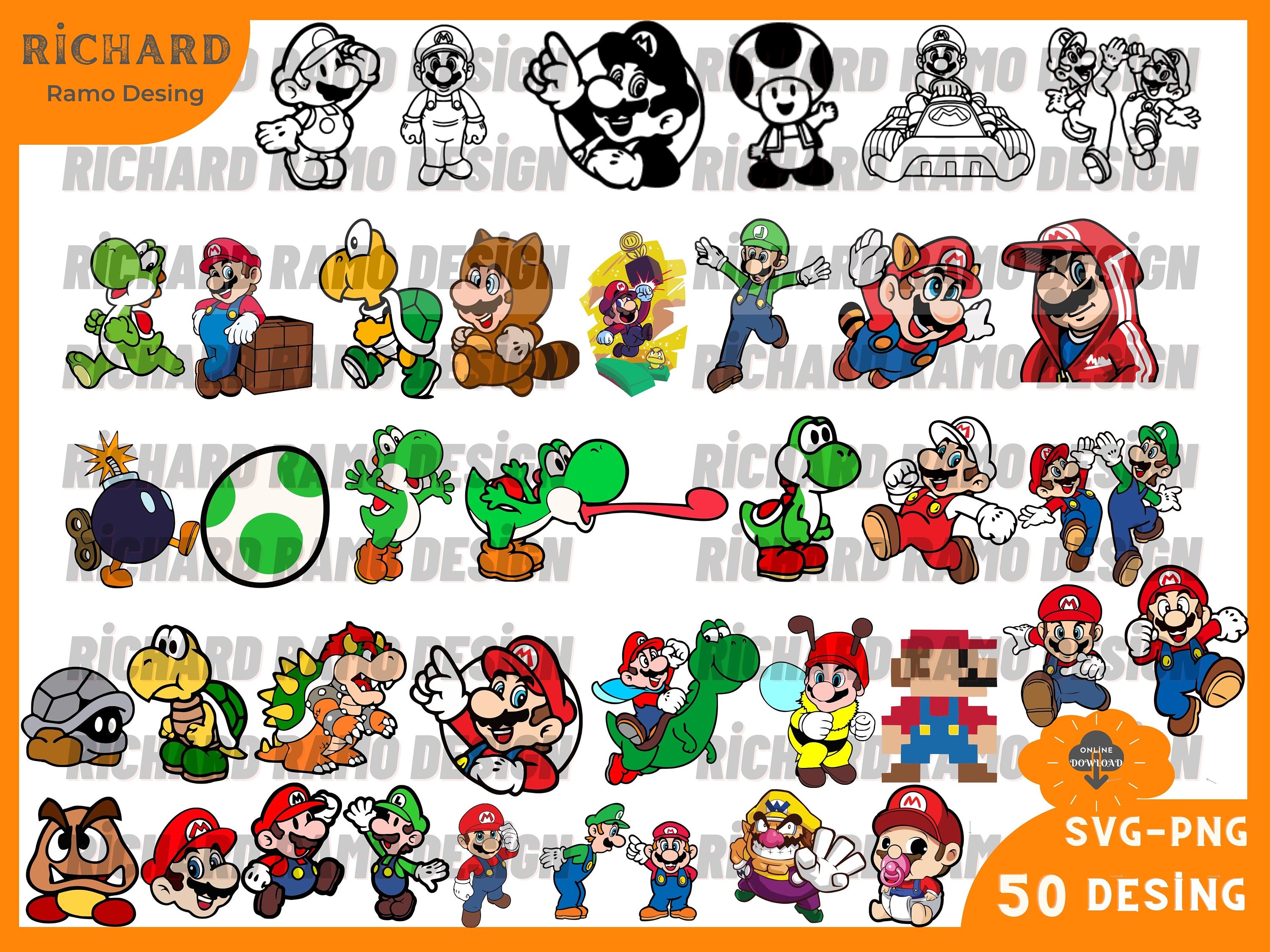 Super Mario Svg, Mario Svg Files for Cricut, Mario Svg Bundle, Mario