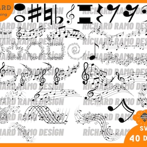 Music Notes SVG / Guitar Note Svg / Cut Files / Cricut / Clipart / Silhouette / Stencil / Dxf / Vector