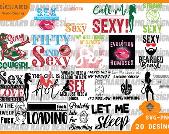 セクシーなデザイン 20 パック セクシーな SVG、PNG、PDF バンドル、即時ダウンロード