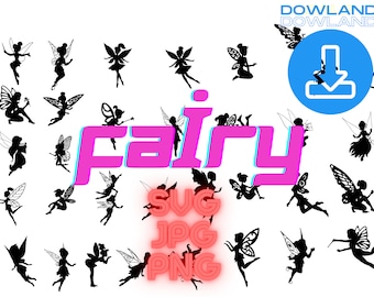 Fairy Silhouette SVG Bestand - Fairy Bundle - Fairy Clipart - Boy Fairy - Fairy Vector - Cricut Svg - Fairy Png - Bestseller / svg, png, jpg