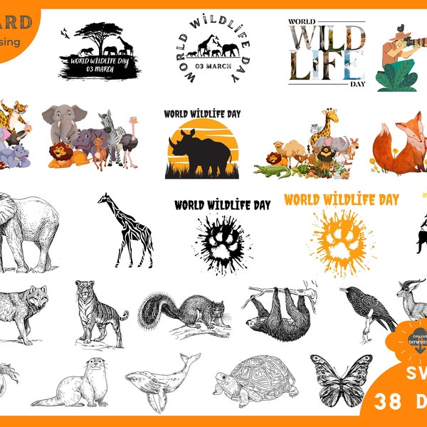 world wildlife day 38 bundle, svg,png, jpg. Suitable design for cup, t-shirt, table, wall design, pillow, bag