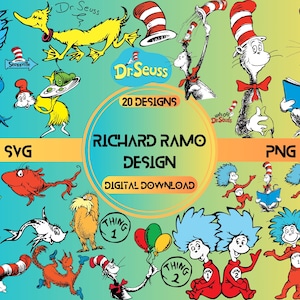 Dr Seuss Svg Layered Item , Dr. Seuss Cat In The Hat Svg Clipart , Digital Vector Cut File , Lorax , Fish Files , 20 Designs,Digital Dowload