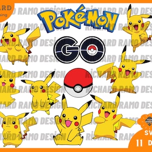 May include: A digital illustration of a yellow Pikachu character from the Pokemon video game series. The image also includes the words "Pokemon Go" and a Pokeball.