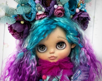 Beautiful butterfly doll with purple hair, Butterfly Blythe, Doll Clothes for Blythe, Doll, Custom Blythe, Doll, Clown blythe, Blythe,