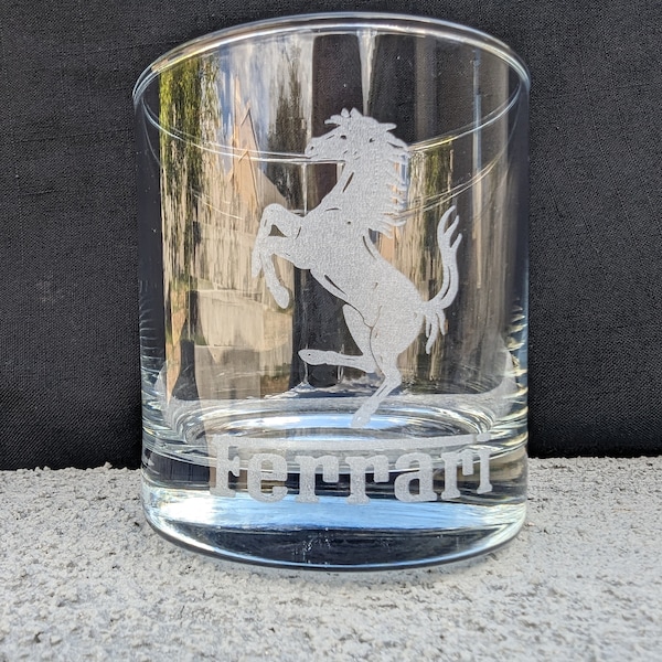 Ferrari | Scuderia Ferrari | Whiskey Drinks | Ferrari F1 | Engraved Drinkware | Custom Whiskey Glass | Car Barware | Gifts for Car Guys