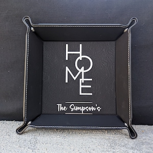 Personalized Leather Valet Tray | Leather Catchall | Custom Organizer | Desk Organizer | Realtor Gift | Bulk Office Gift | Housewarming Gift