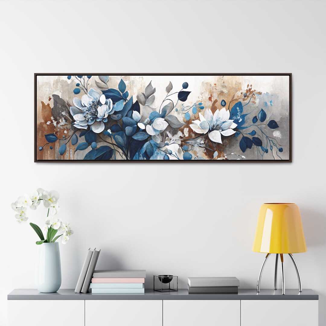 Abstract Blue Gray Floral Wall Art Print Printable Abstract Etsy
