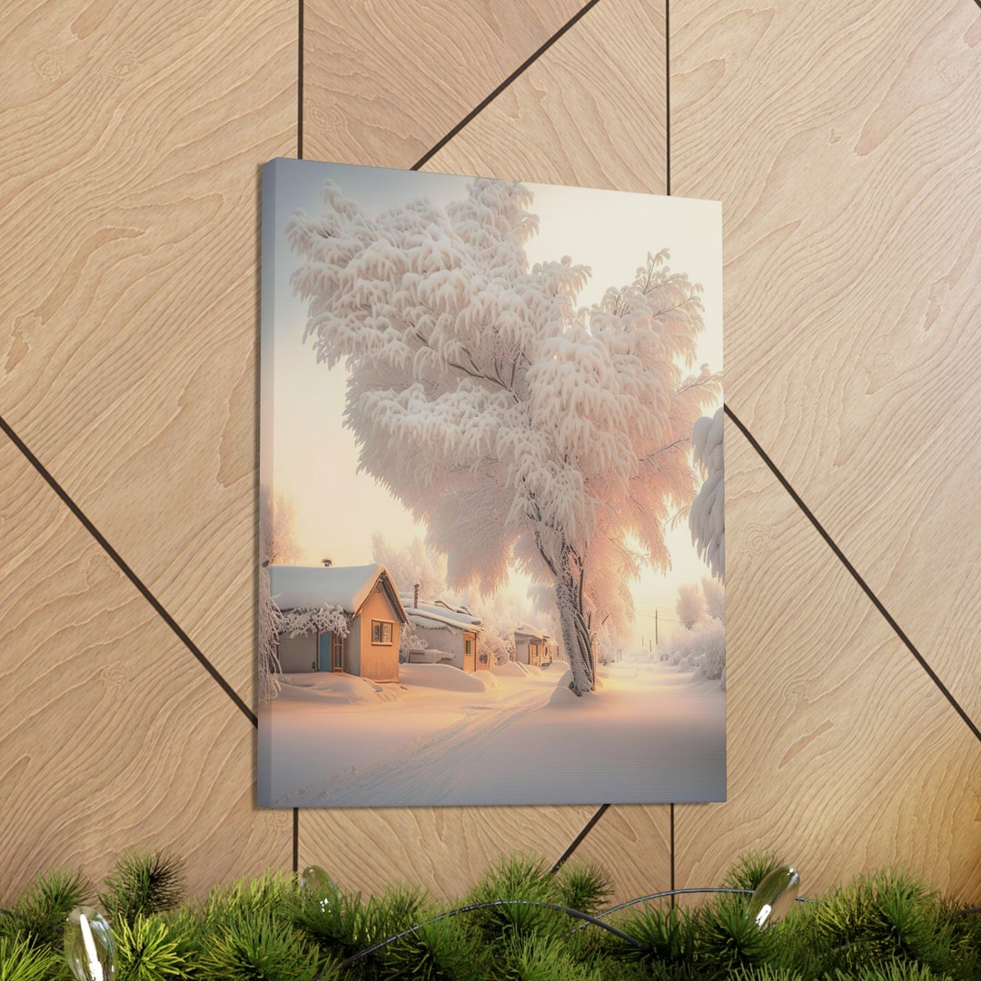 Snowy Winter Scene Wall Art Print Printable Winter Art Etsy