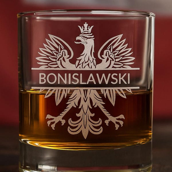 Engraved Polish Eagle Whiskey Glass: Heritage Gift