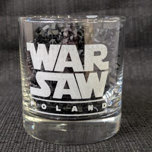 Warsaw Poland Whiskey Glass: Engraved Rocks Glass, Polish Gift