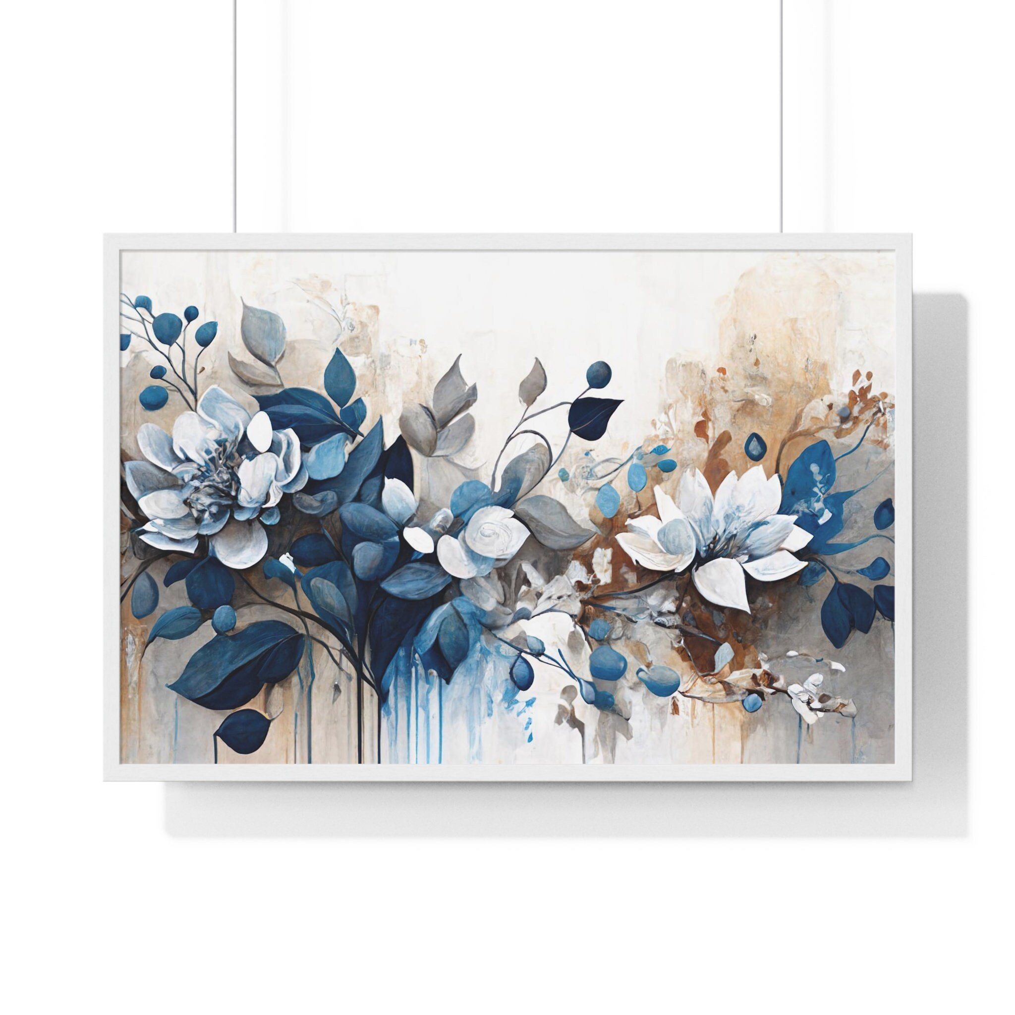 Abstract Blue Gray Floral Wall Art Print Printable Abstract Etsy