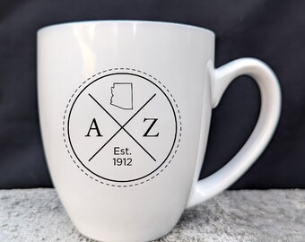 Engraved Cactus Coffee Mug: Arizona Desert Souvenir