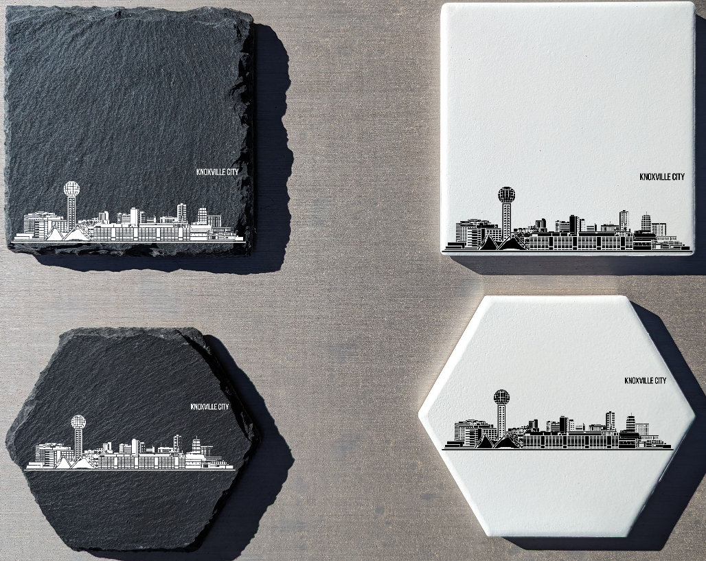 Knoxville Tennessee Skyline Coasters | Modern Coasters | Slate Coasters | Ceramic Coasters | Tennessee Coasters | Knoxville Skyline