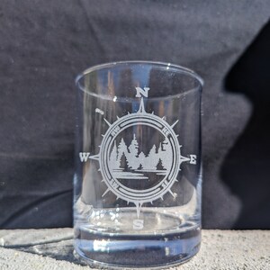 Compass | Engraved Whiskey | Nautical Compass | Etched Whiskey Glass | Personalized Whiskey
