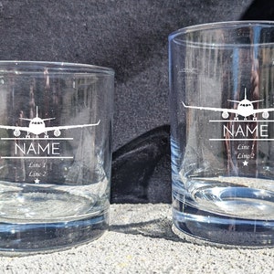 Pilot Gift | Airplane Whiskey Glass | Aviation Gift | Pilot Dad Gift | Aviator Gift Ideas | Custom Whiskey Glass | Airplane Designs | Planes