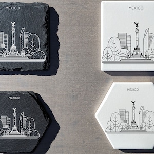 Mexico Skyline Coasters | Modern Coasters | Slate Coasters | Ceramic Coasters | Mexico Coasters | Mexico Gifts | Drink Coasters