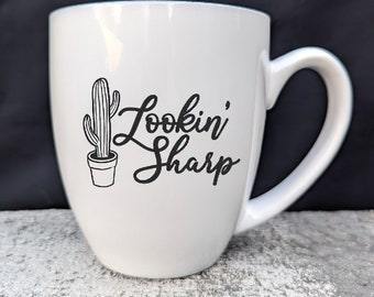 Engraved Plant Mug: Funny Cactus Design, Gift for Plant Lover