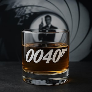 Bond Theme Engraved Whiskey Glass | 007 Gift