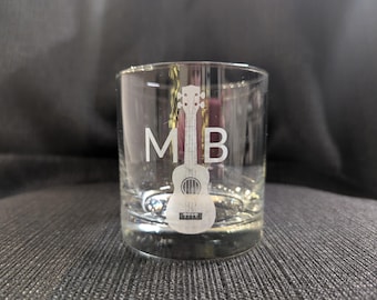 Engraved Guitar Whiskey Glass: Gift for Musicians