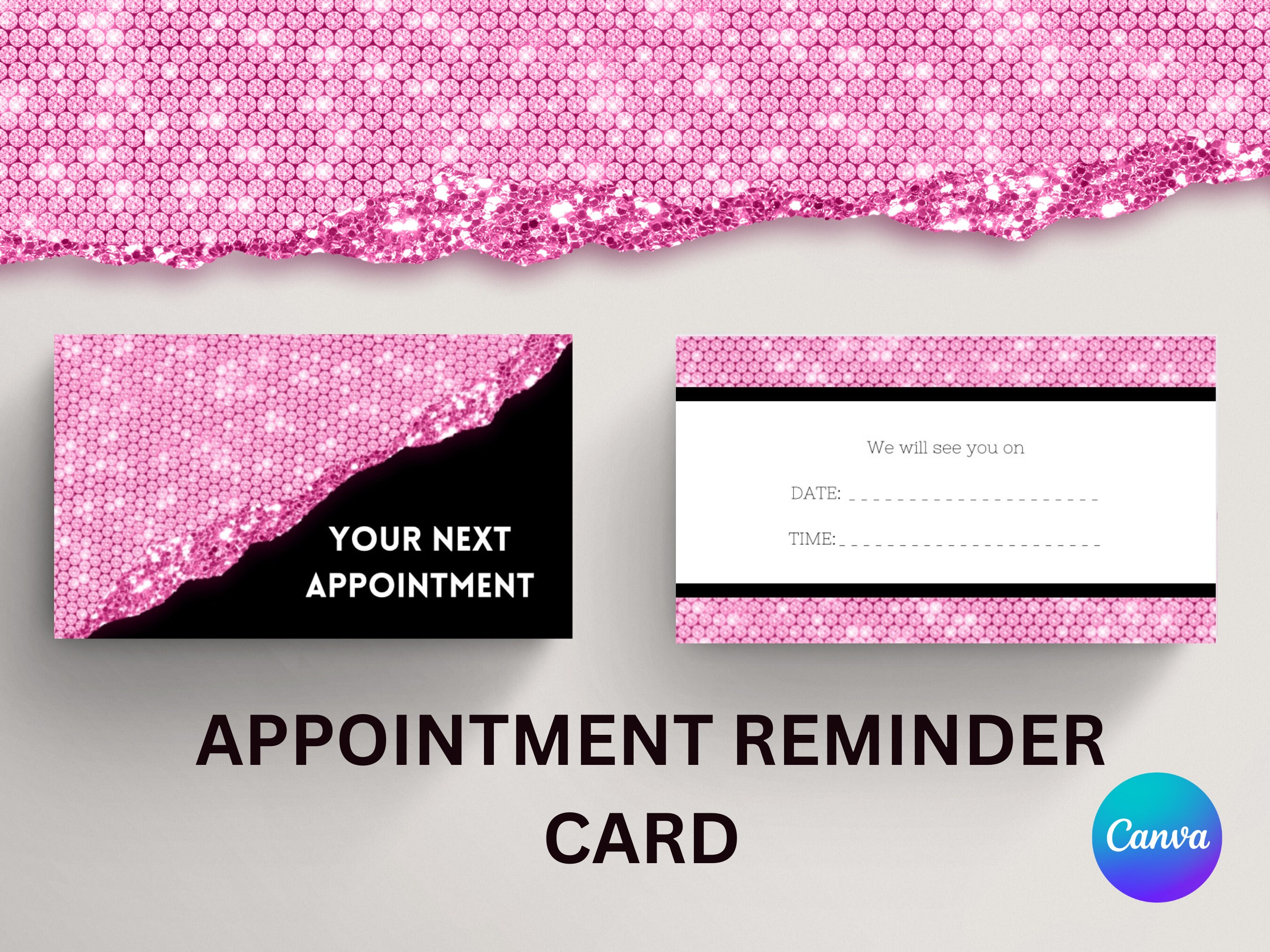 Printable Appointment Reminder Card Template, CANVA, Print at Home Printable Appointment Reminder Card Template, CANVA, Print at Home