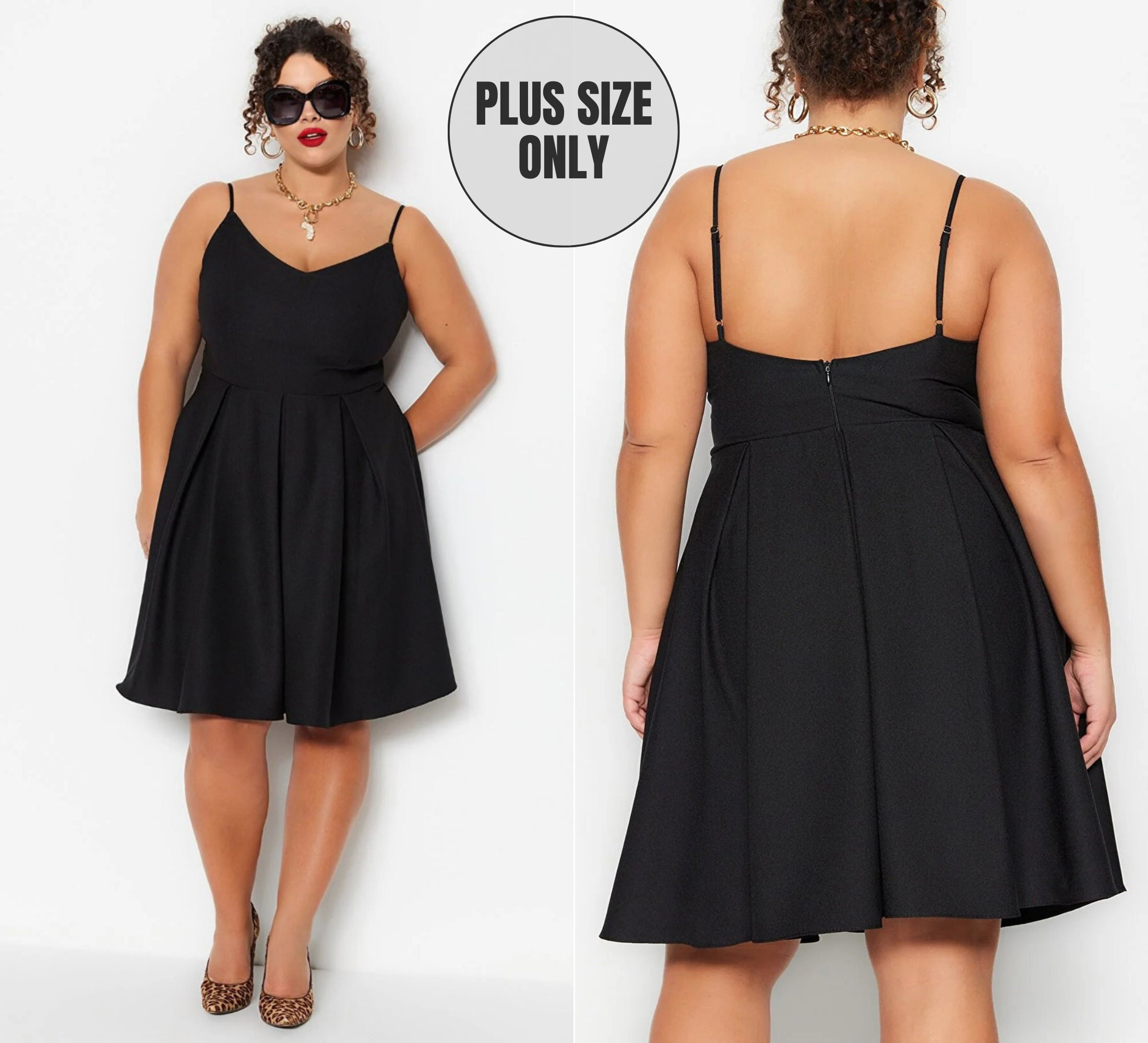 Black A-line Size Dress Casual Plus Size Dress for