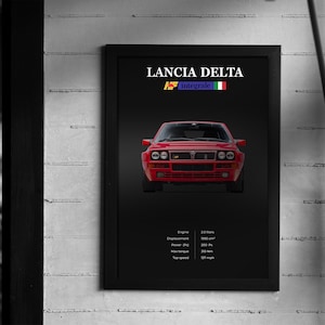 Wall poster Lancia delta HF integral | decoration | house | office | Wall art | automotive design | Digital car poster