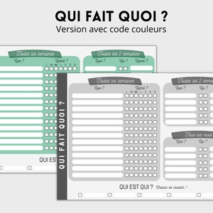 Planning des tâches ménagères, PDF à télécharger et imprimer Organisez et répartissez les tâches entre les membres de la famille, 8 couleurs image 6